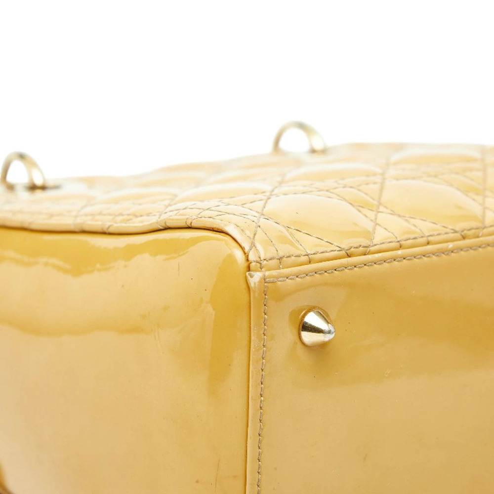 Christian Dior Cannage Lady Handbag Shoulder Bag Yellow Patent Vernis Leather - Picture 7 of 8